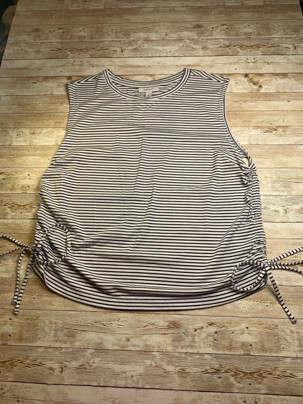 Striped Side-Tie Tank Top - Black/White by Old Navy